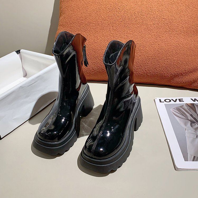 Boot nữ ulzzang có big size 40 - 42 đế cao 6cm, da bóng