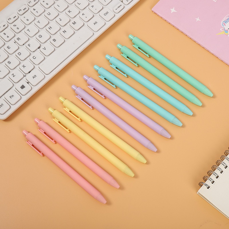 Bút bi bấm mực Gel đen vỏ màu Macaron ngòi 0.5mm bắt mắt _ BeTiny Stationery