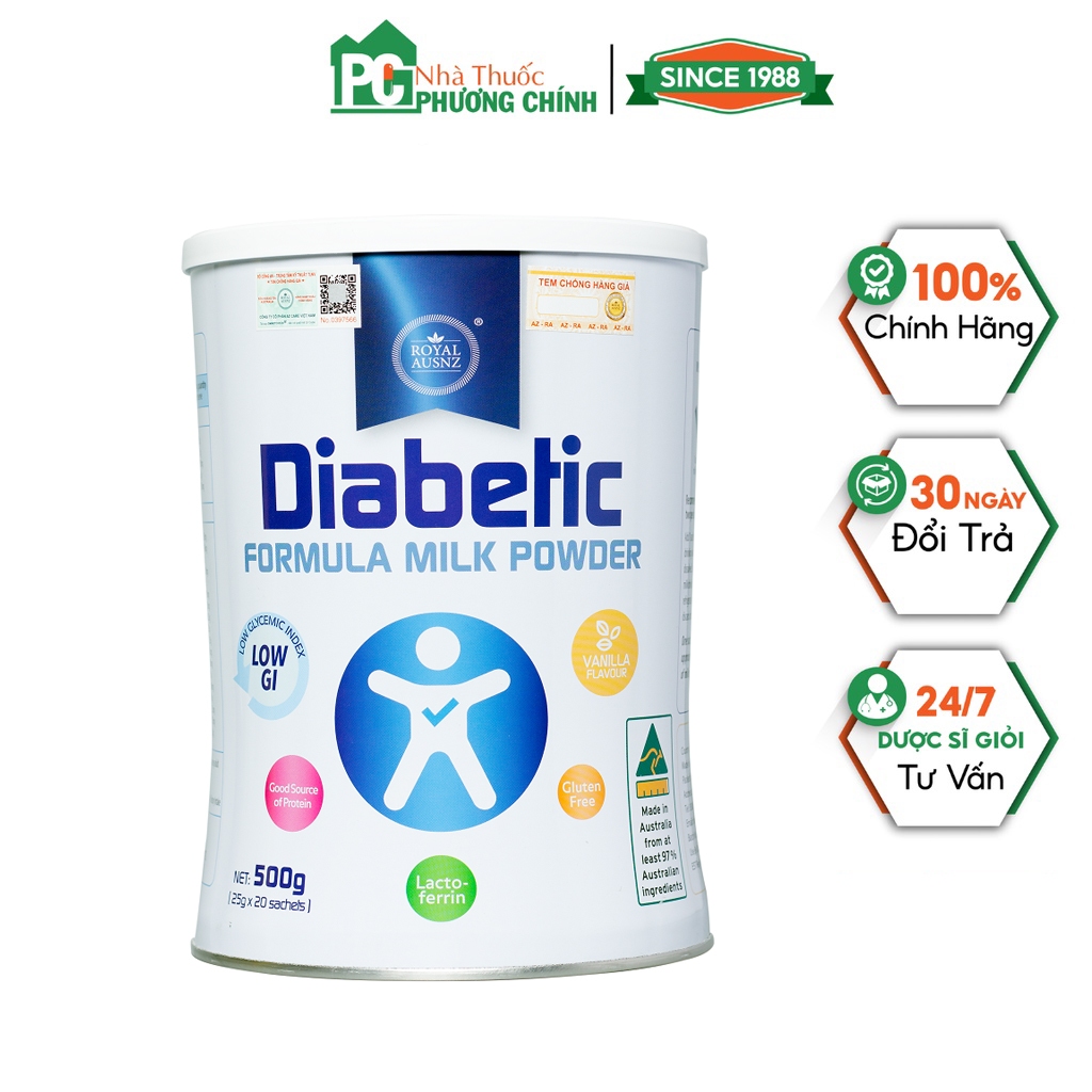 Sữa Hoàng Gia Úc Royal AUSNZ Diabetic Formula Milk Powder Dành Cho Người Tiểu Đường (Hộp 20 Gói)