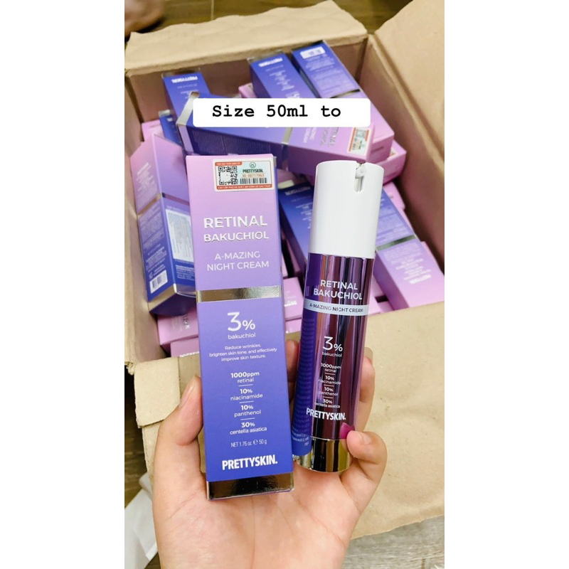 Retinal Pretty Skin, kem dưỡng Pretty Skin retinal bakuchiol A-mazing night cream tái tạo phục hồi, trẻ hóa làn da