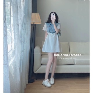 VÁY THUN PHỐI BÒ RÚT EO 2 BÊN