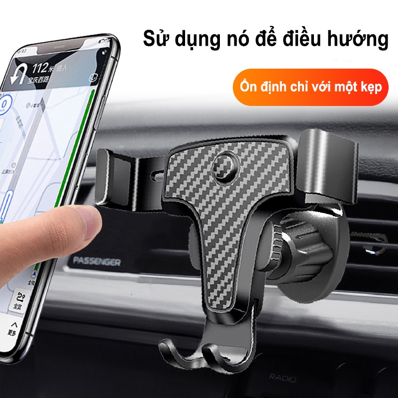 Giá đỡ điện thoại trên ô tô kẹp gắn cửa khe gió điều hoà xoay 360 độ vân cacbon tinh tế nhỏ gọn tiện lợi cho xe