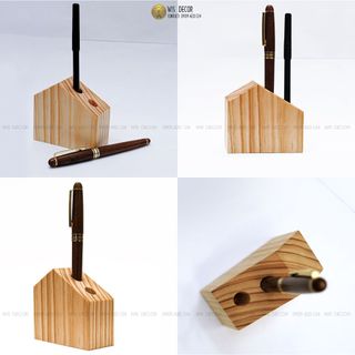 Ống cắm bút để bàn - Hộp đựng bút gỗ thông tự nhiên chất lượng, phong cách vintage