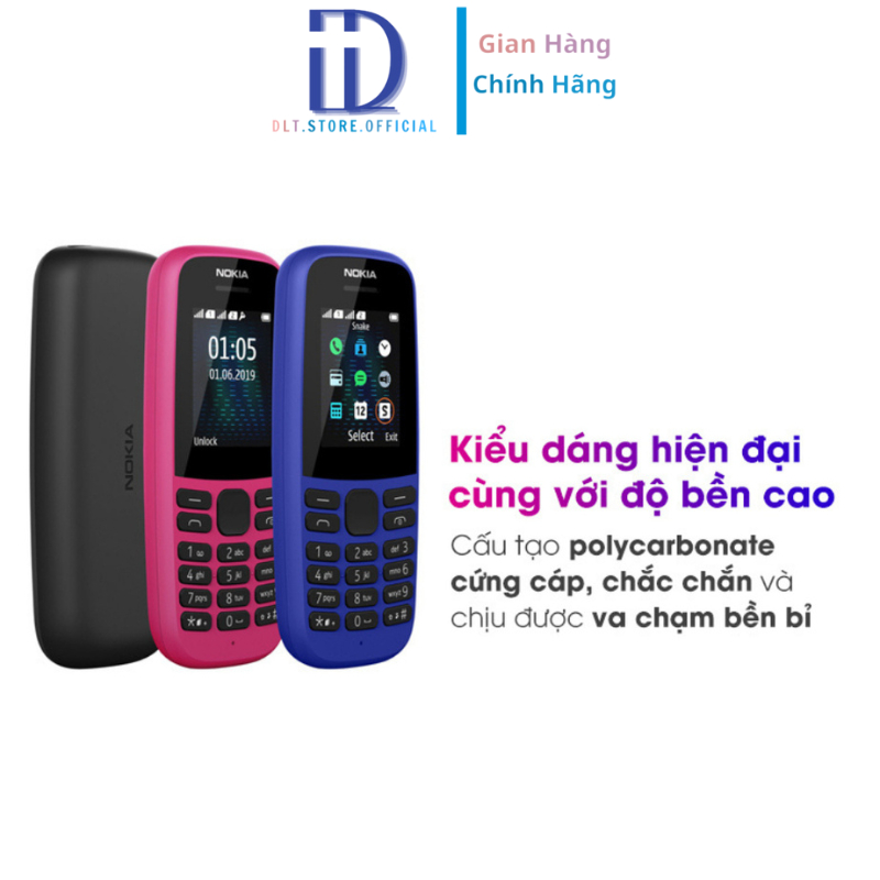 Điện thoại NOKIA 1O5 4G 2O19 bản 2 sim thiết kế bền bỉ, tặng kèm pin sạc, bảo hành 12 tháng DL TECH