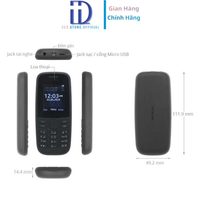 Điện thoại NOKIA 1O5 4G 2O19 bản 2 sim thiết kế bền bỉ, tặng kèm pin sạc, bảo hành 12 tháng DL TECH