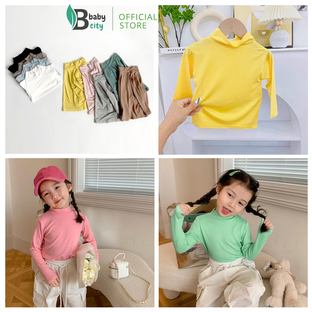 Áo giữ nhiệt cho bé , áo thun tay dài cổ 3 phân cho bé gái và bé trai BABYCITY AP11