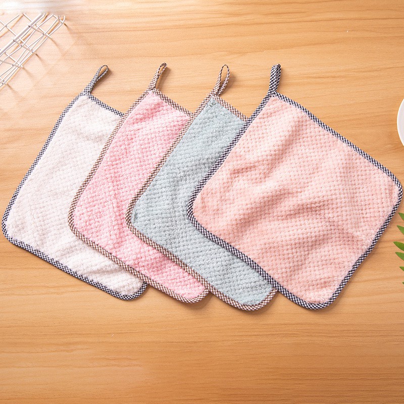 Khăn Bông Lau Bếp, Lau Tay, Lau Chén Bát 2 Mặt Có Lỗ Treo