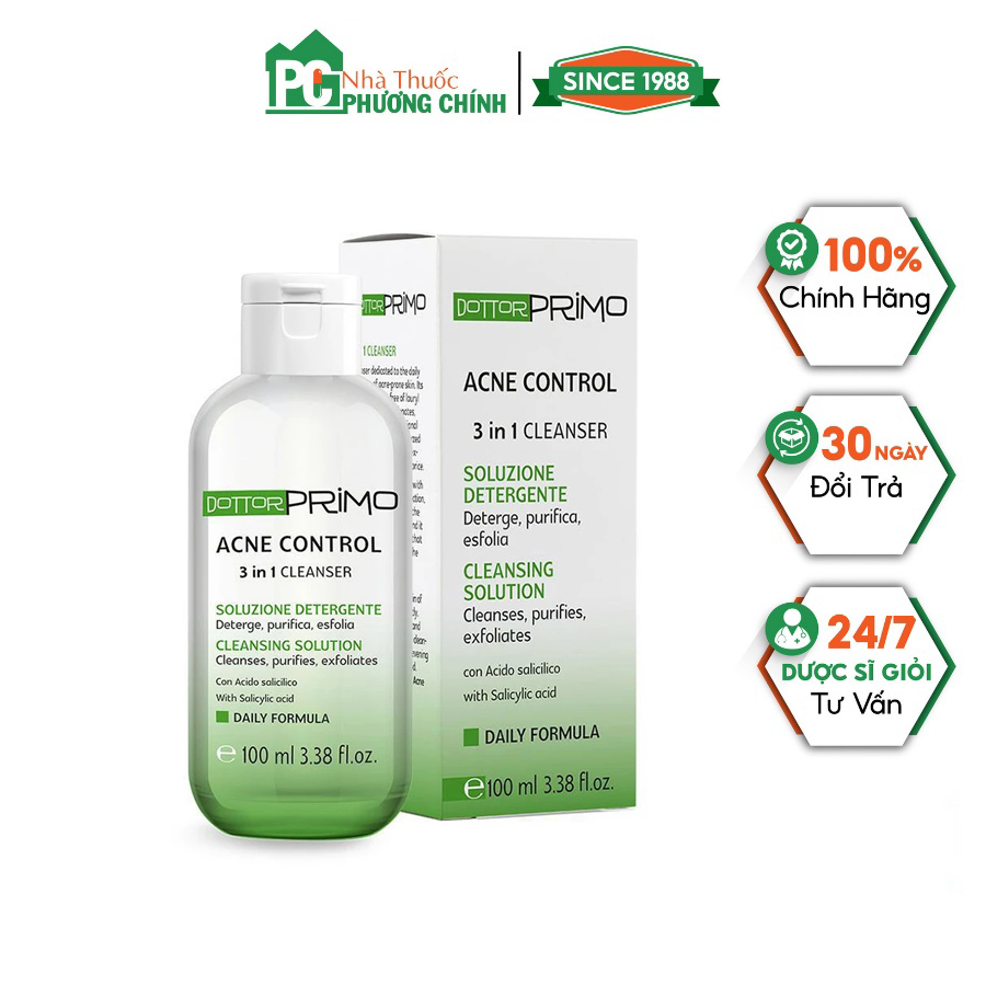 Sữa Rửa Mặt Ngừa Mụn Dottorprimo Acne Control 3in1 Cleanser (Chai 100ml)
