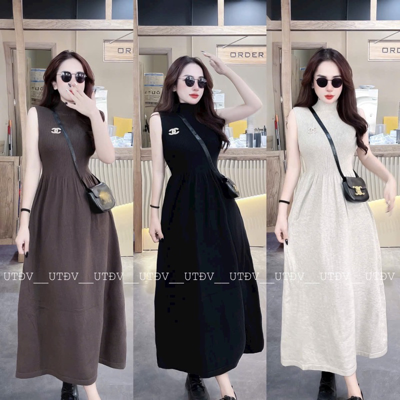 VÁY LEN DÁNG XOÈ SÁT NÁCH CỔ 3P. VÁY MAXI LEN MTG DÁNG XOÈ DÀI.