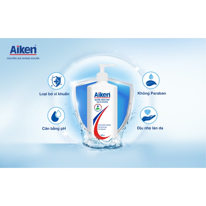 Nước Rửa Tay Sạch Khuẩn Aiken 500g Tặng Xà Bông Romano