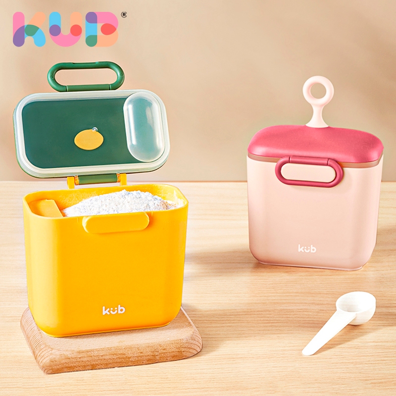 Hộp đựng sữa bột KUB 600ml có nắp đậy cho bé dạng hộp nhỏ có thể mang theo khi đi ra ngoài, dùng để đựng sữa bột gạo