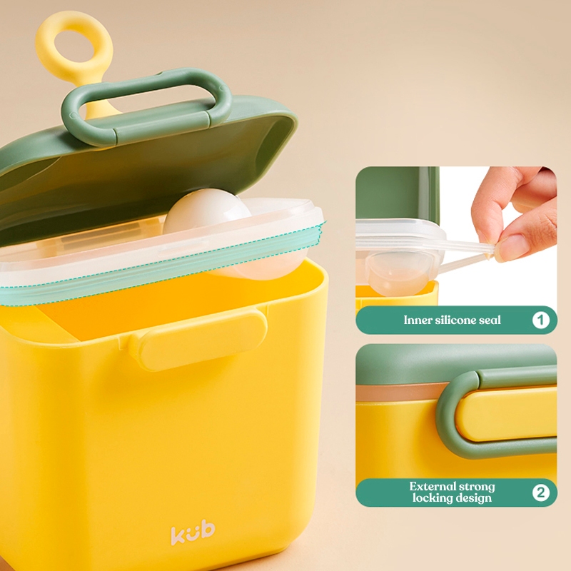 Hộp đựng sữa bột KUB 600ml có nắp đậy cho bé dạng hộp nhỏ có thể mang theo khi đi ra ngoài, dùng để đựng sữa bột gạo