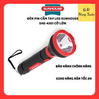  Đèn pin cầm tay LED Sunhouse SHE-4351 cỡ lớn đỏ đen chính hãng 