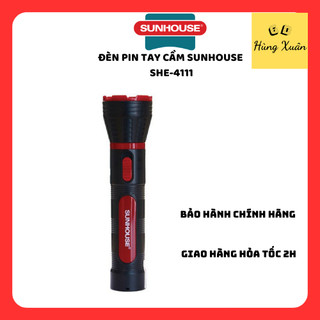  Đèn pin tay cầm Sunhouse SHE-4111 cỡ lớn đen đỏ chính hãng 