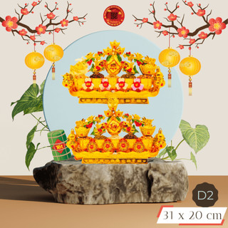 Đồ thờ cúng ông địa đẹp, tháp tỏi thờ thần tài ngọc thực phong thủy vỉ tài lộc đèn led TỎI CÁT TƯỜNG