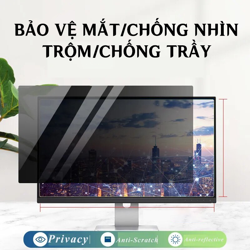 Tấm Dán Màn Hình Chống Nhìn Trộm Cho PC/Desktop/Máy Tính Bàn Bảo Mật Chống Trày Cao Cấp 18/19/20/24/27 inch Dễ Lắp Đặt