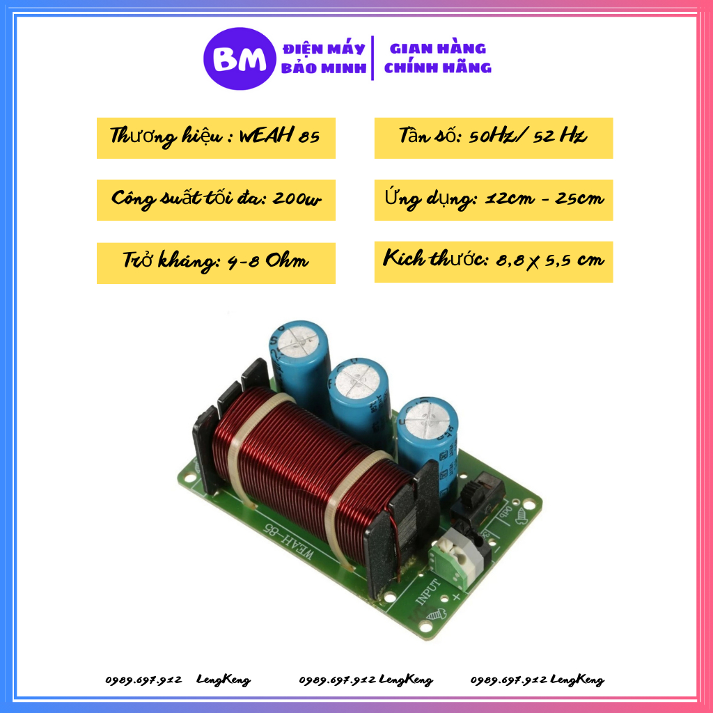 Phân tần loa Sub Weah-85 dùng cho âm thanh gia đình | Mạch phân tần Sub hơi hoặc Sub điện | Loa siêu trầm