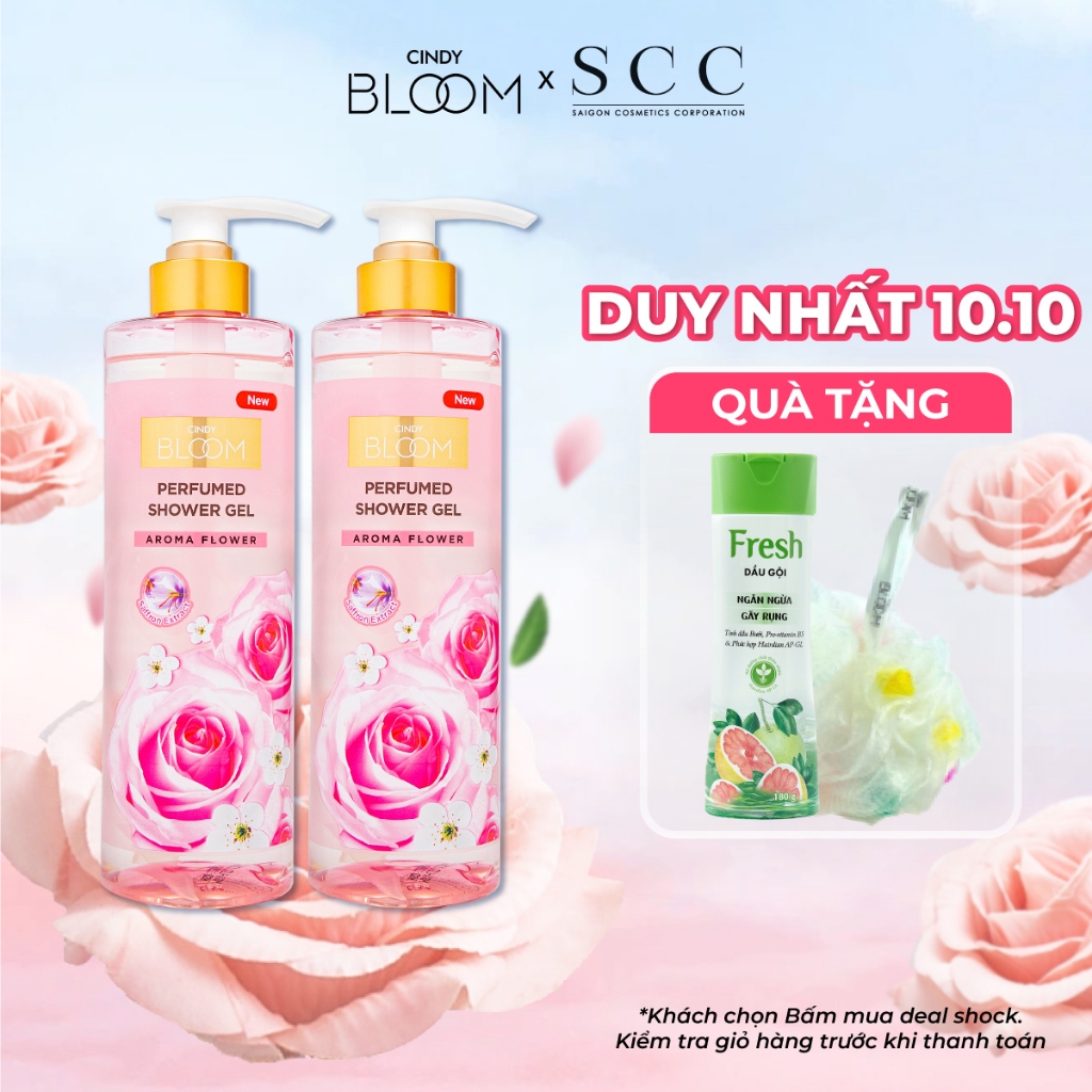 [DUY NHẤT 10.10 - MUA 2 TẶNG 2] Combo 2 Sữa tắm nước hoa Cindy Bloom Aroma Flower hương ngọt ngào nữ tính 640g/chai