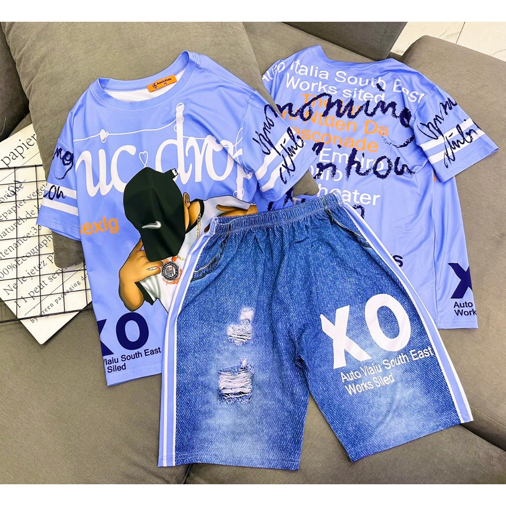 40 đến 60kg Bộ bé trai sport size đại cồ thun 3D cotton mềm mại Jenniekids J402