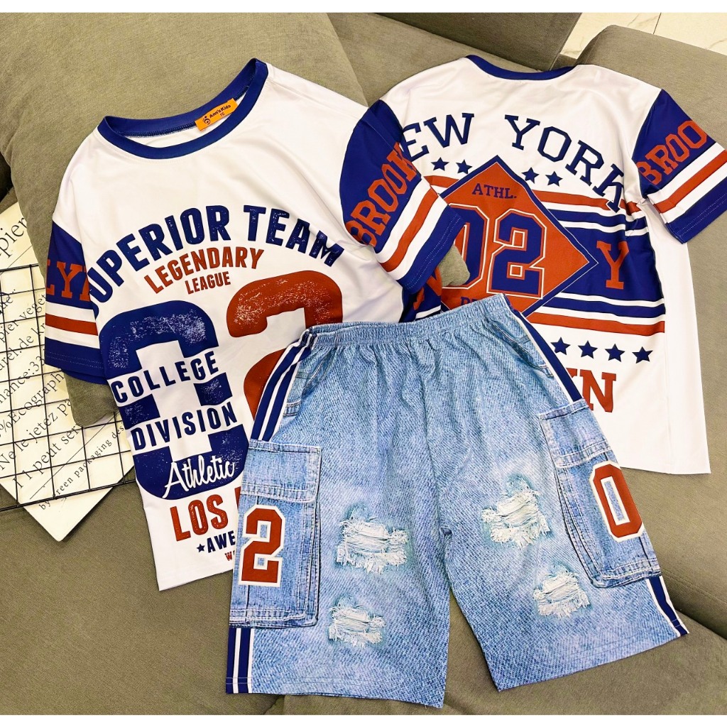 40 đến 60kg Bộ bé trai sport size đại cồ thun 3D cotton mềm mại Jenniekids J402