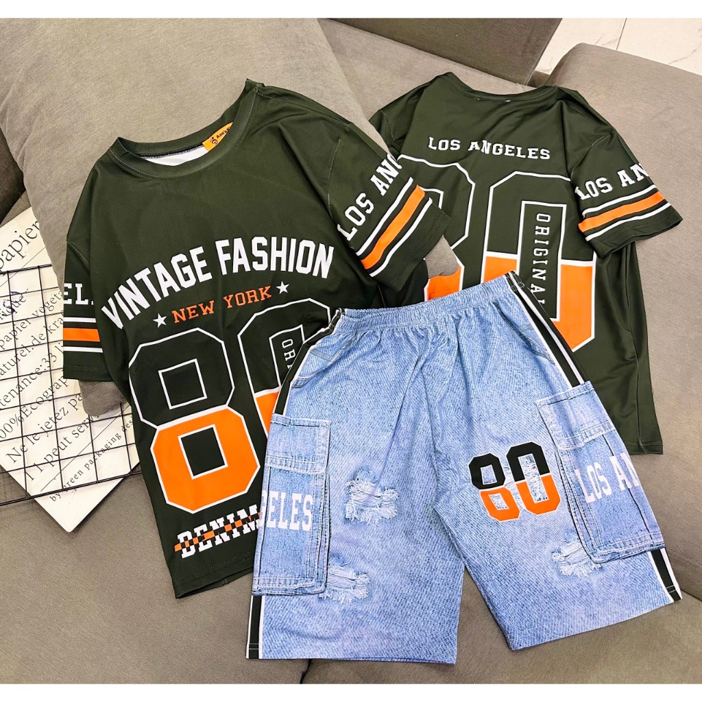 40 đến 60kg Bộ bé trai sport size đại cồ thun 3D cotton mềm mại Jenniekids J402