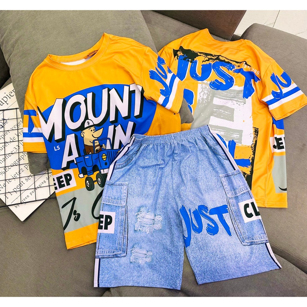 40 đến 60kg Bộ bé trai sport size đại cồ thun 3D cotton mềm mại Jenniekids J402