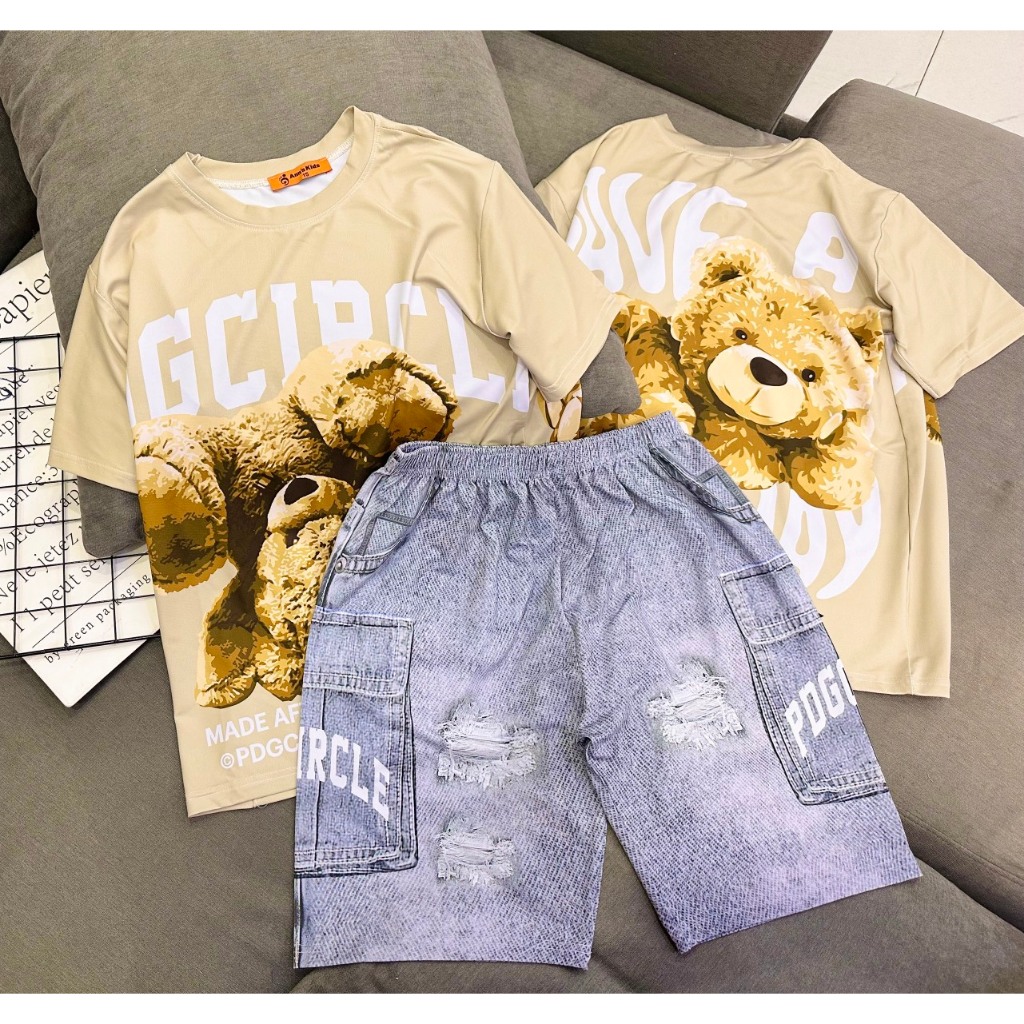 40 đến 60kg Bộ bé trai sport size đại cồ thun 3D cotton mềm mại Jenniekids J402