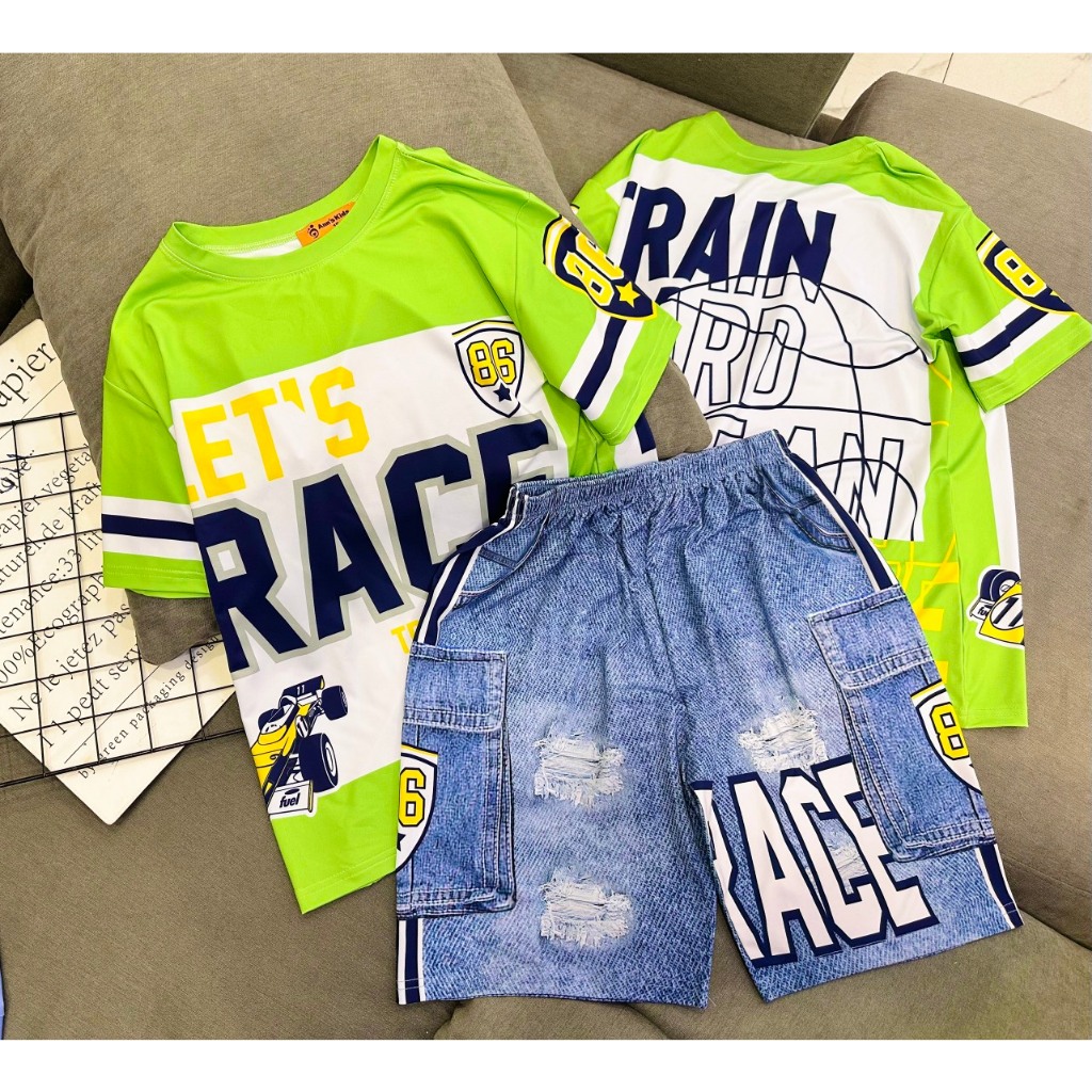 40 đến 60kg Bộ bé trai sport size đại cồ thun 3D cotton mềm mại Jenniekids J402