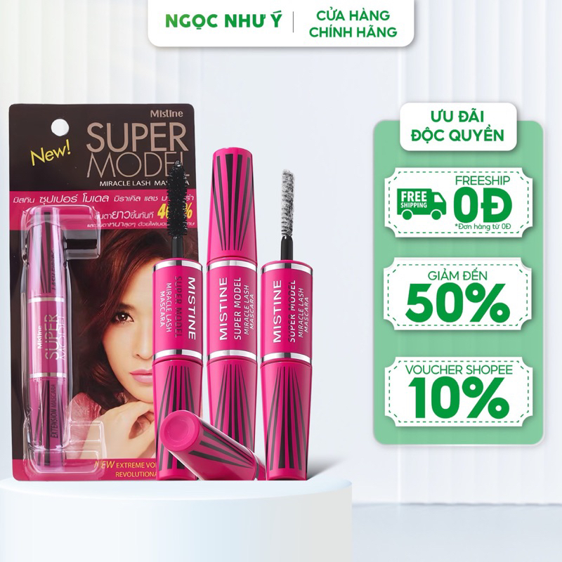 Chuốt Mi Mascara Mistine Super Model Thái Lan - Giúp Dài Mi, Dày Mi Hiệu Quả