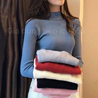 Áo len tăm cổ 3p giữ nhiệt cho Nữ, áo len Quảng Châu chất liệu co dãn cao cấp