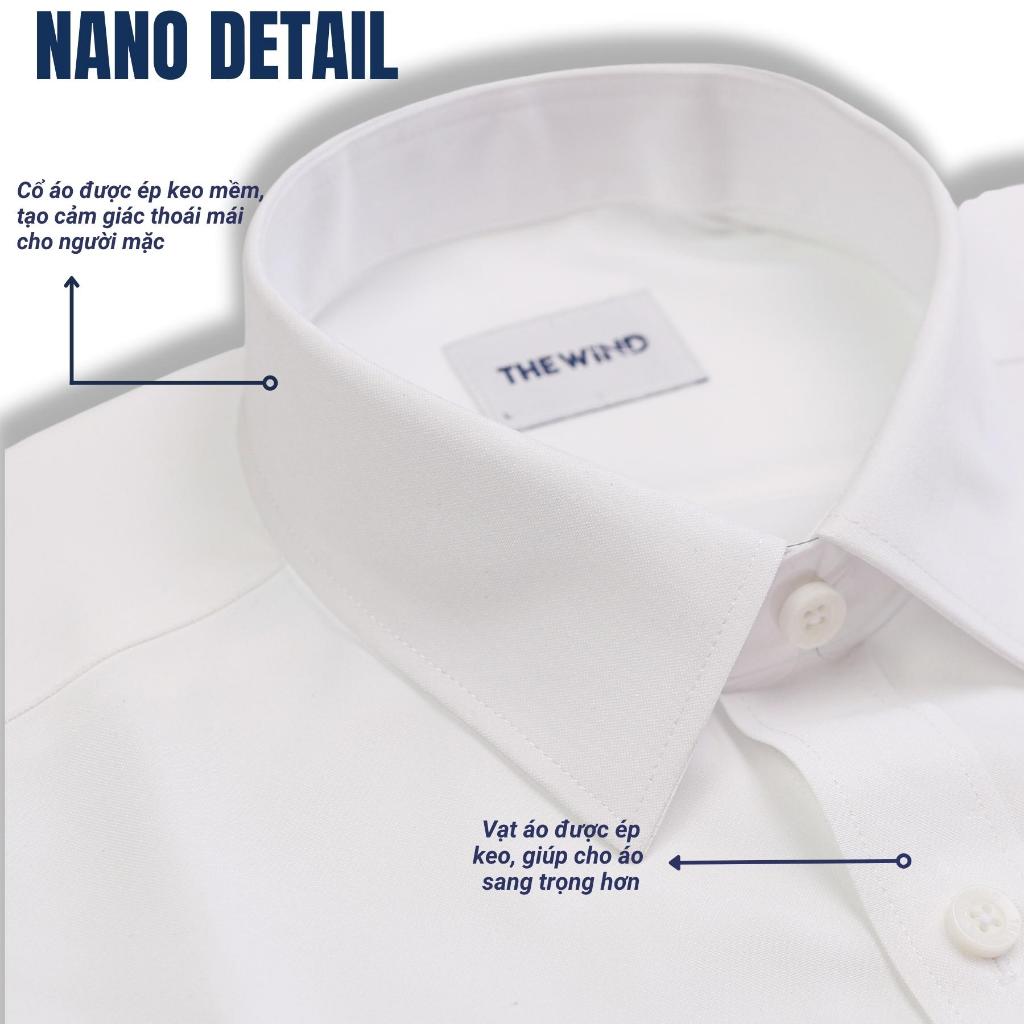 Áo sơ mi trắng nam tay dài có túi THE WIND vải nano chống nhăn mềm mịn thoáng mát AR23150DT
