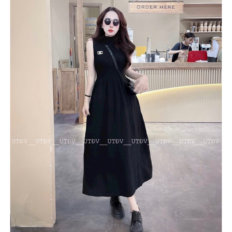 VÁY LEN DÁNG XOÈ SÁT NÁCH CỔ 3P. VÁY MAXI LEN MTG DÁNG XOÈ DÀI.