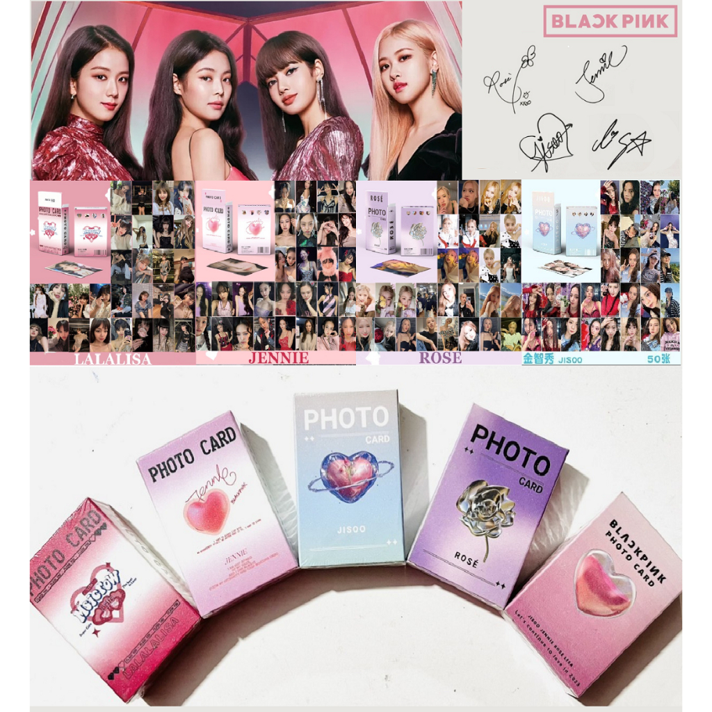 Hộp 50 tấm Blackpink hiệu ứng Hologram có hình cả nhóm và hình các thành viên