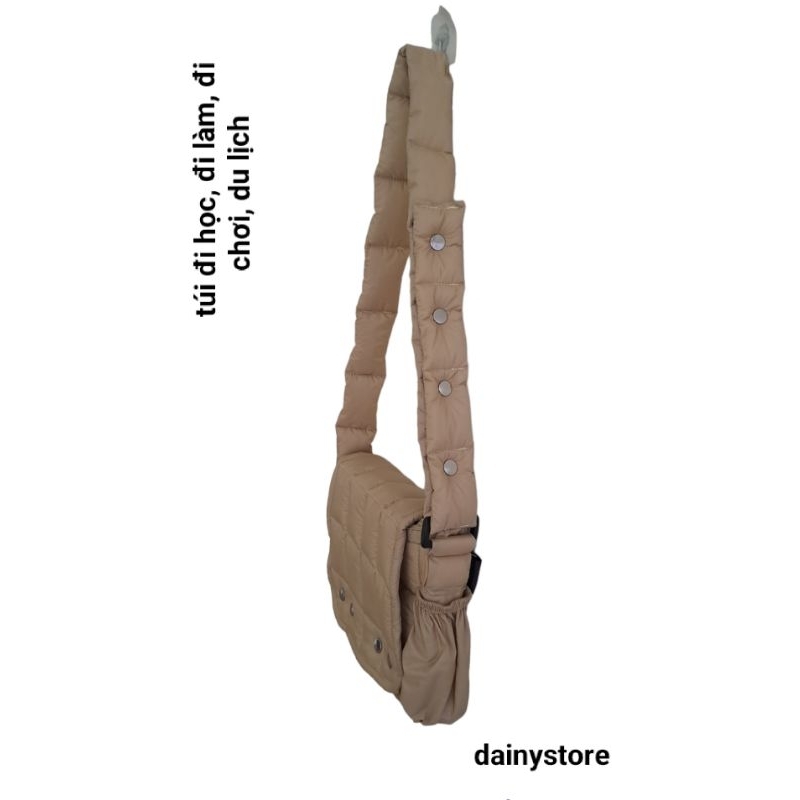 Túi đeo chéo chần bông đi chơi , du lịch BẢN NHỎ cúc bấm tăng giảm dainystore