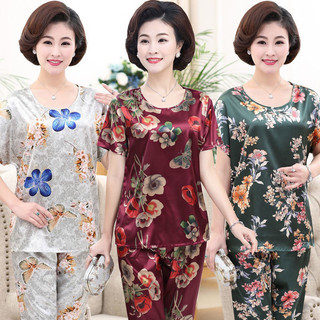 Đồ bộ hè trung niên vải lụa satin cao cấp cho mẹ(Có size đại)