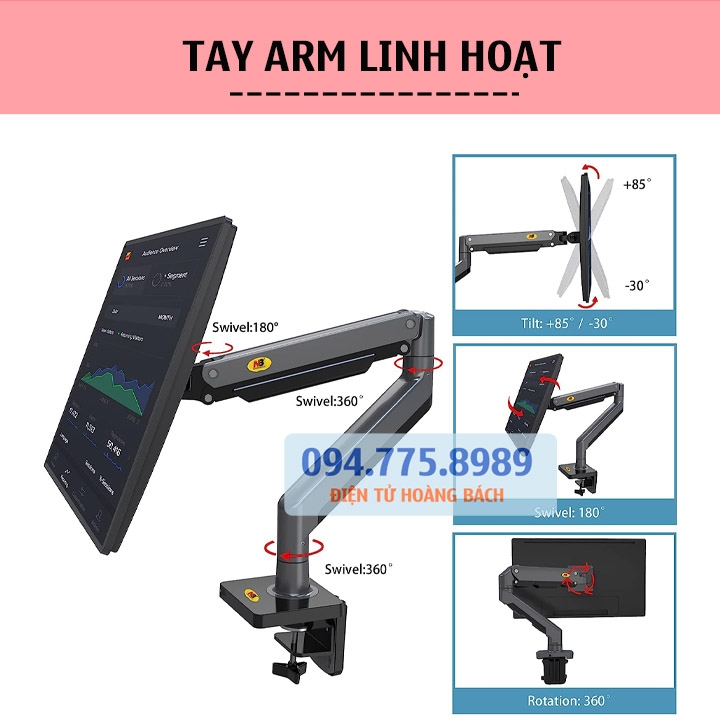 Giá Treo Màn Hình NB G45 22 - 40 Inch / Tay Arm Đỡ Màn Hình Máy Tính North Bayou