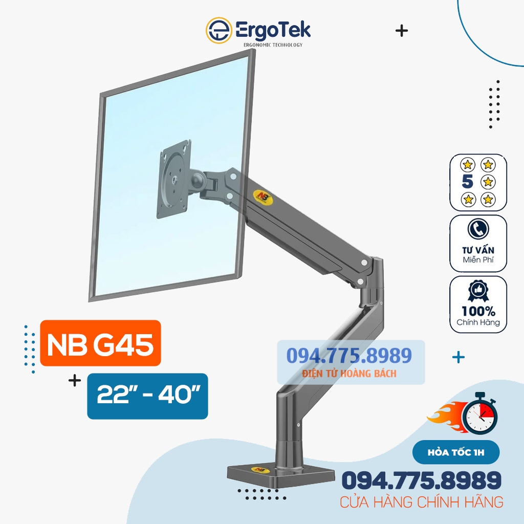 Giá Treo Màn Hình Máy Tính NB F80 17 - 30 Inch / NB G45 22 - 40 Inch - Arm Treo Màn Hình F80 - Gắn Bàn - Xoay 360 Độ