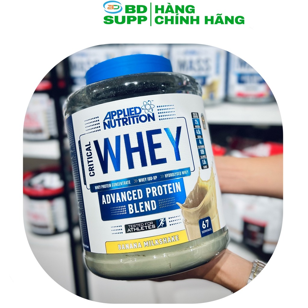 CRITICAL WHEY Applied Nutrition (67 liều dùng, 2kg), Sữa Tăng Cơ Giảm Mỡ Whey Protein Từ Sữa Bò Ăn Cỏ Tự Nhiên Grass-Fed