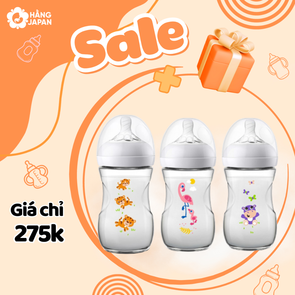 Bình sữa mô phỏng tự nhiên hiệu Philips Avent có họa tiết ( 260ml ) cho trẻ từ 1 tháng tuổi