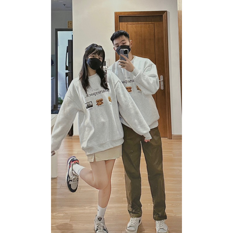 ÁO SWEATER NỈ BÔNG NỮ ÁO DÀI TAY MÀU XÁM TIÊU “STARTERPACK” FORM RỘNG BO CHUN TRẺ TRUNG BASIC