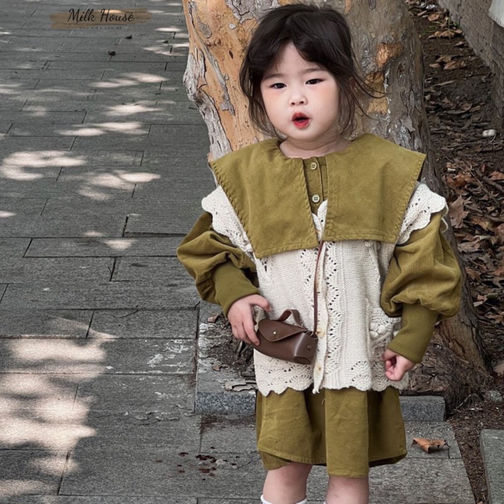 Túi đeo chéo mini dễ thương cho bé gái, phong cách retro trời trang quảng châu