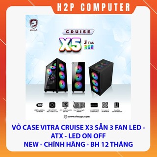 Vỏ case gaming poseidon vitra cruise x5 black 3 fan led rgb fixed - led on off - new - chính hãng - bh 12 tháng