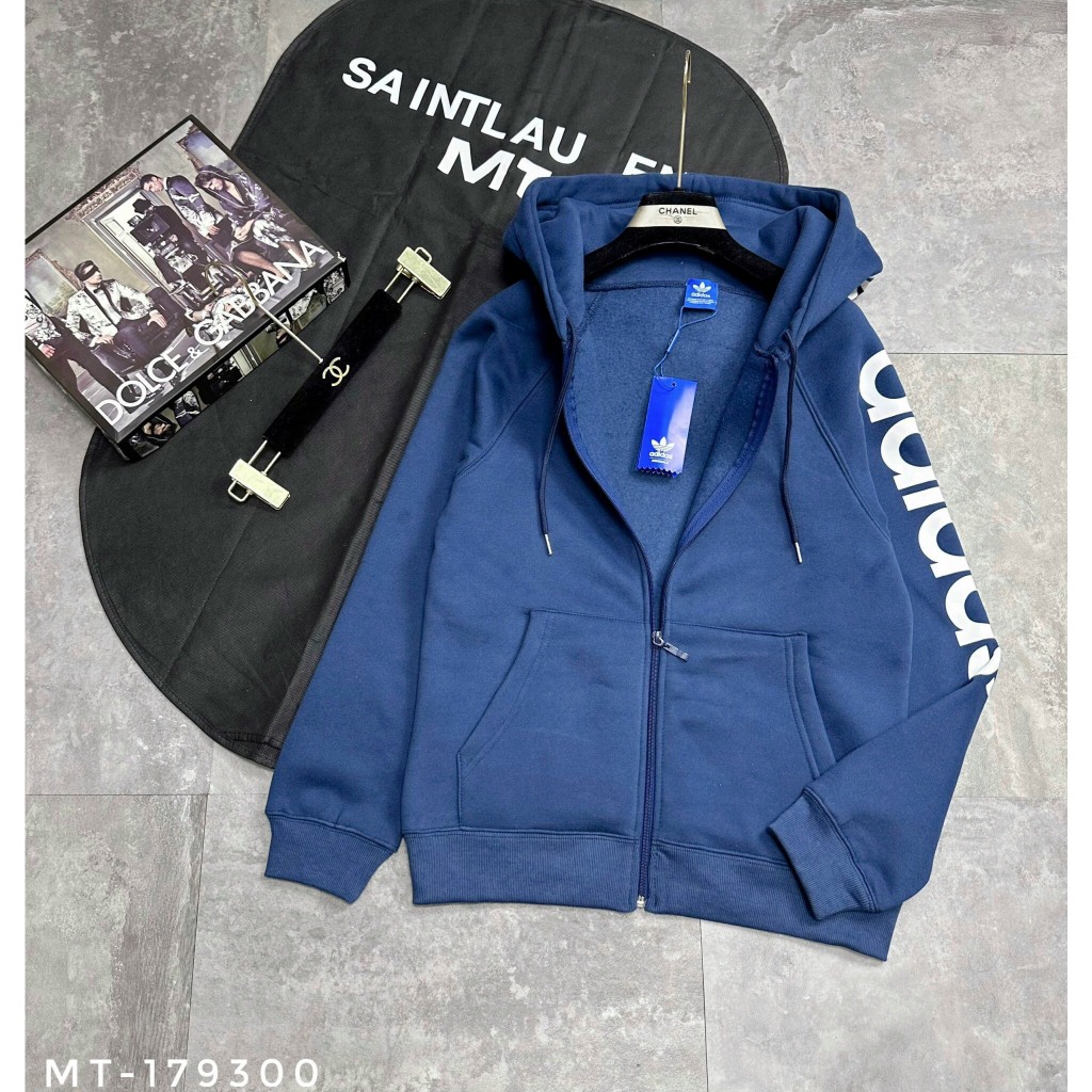 Áo Hoodie đát mũ 2 lớp bản nỉ bông cotton khóa răng cá sấu hoàn thiện cao