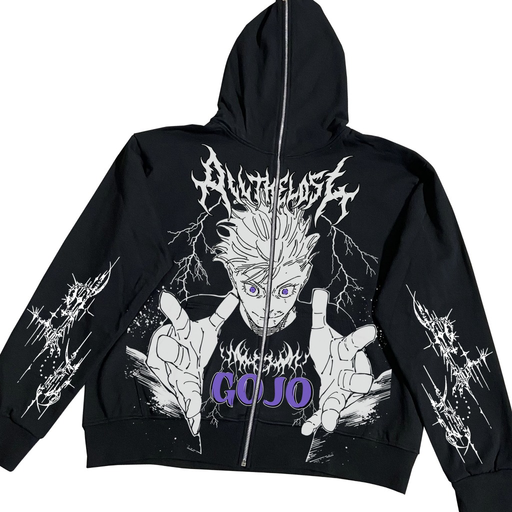 Áo Khoác Khóa Zipper Gojo Satoru Jujutsu Kaisen UNISEX Shadow ver1