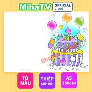 Thiệp sinh nhật tô màu | mihatv steam sáng tạo | a4 180gsm