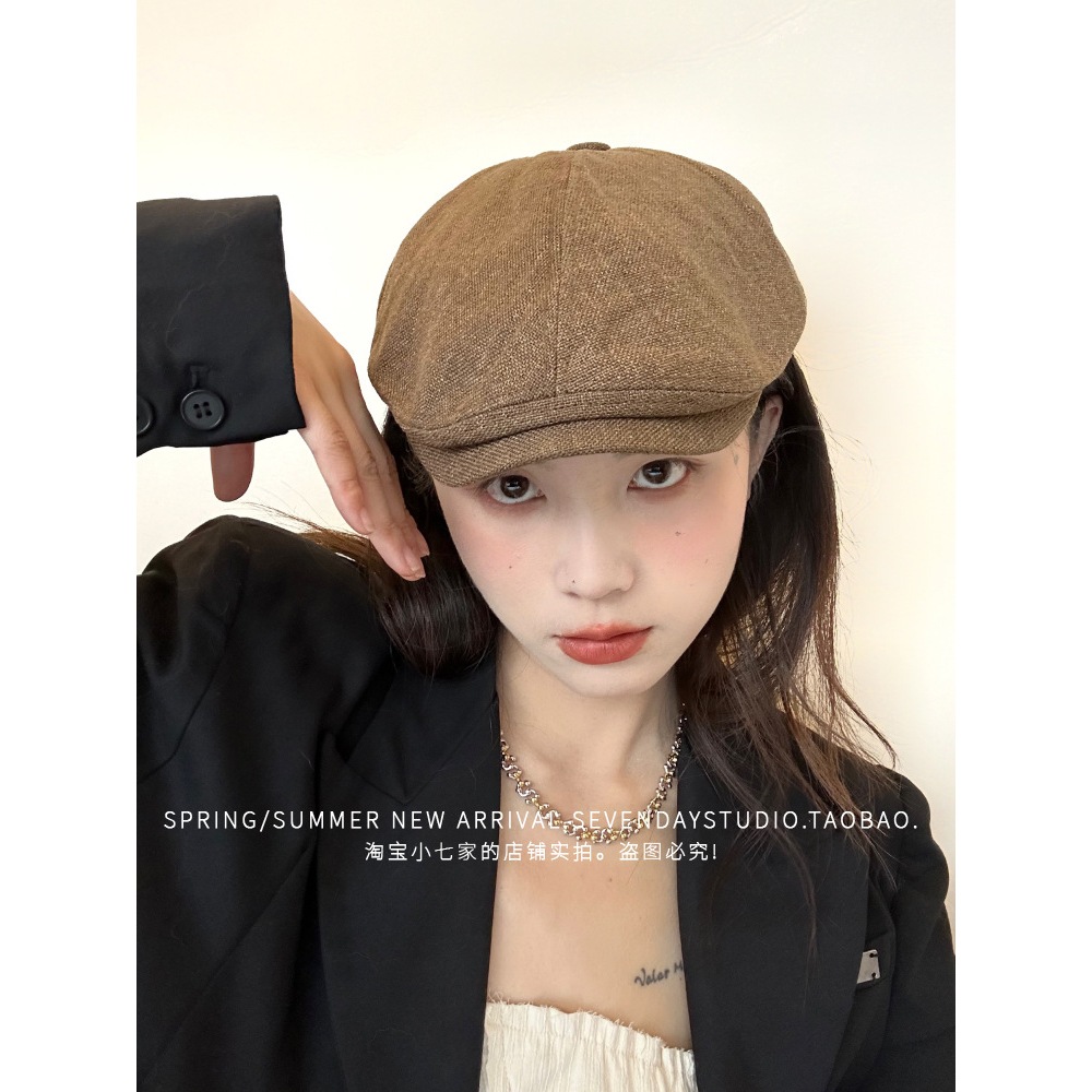 Nón nồi beret vòm ngắn nam nữ cổ điển cao cấp - mũ beret mỏ vịt phong cách vintage retro Hàn Quốc nam nữ BR04