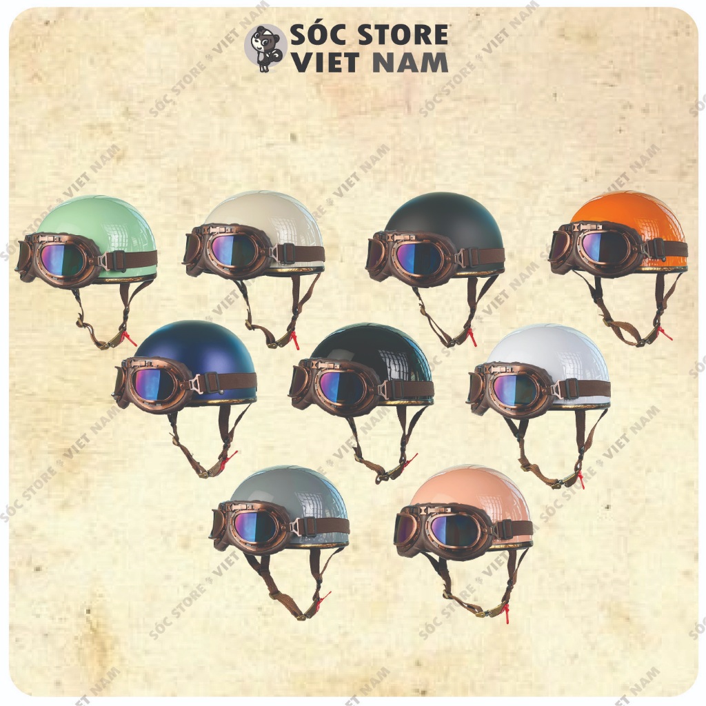 Mũ bảo hiểm nửa đầu Napoli Pug Harley Vesion KHÔNG ỐP TAI nhiều màu Sóc Store Vietnam