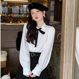 Áo sơ mi trắng nữ kèm nơ cổ thời thượng ít nhăn phong cách tiểu thư nhẹ nhàng Deliz CHOUCHOU