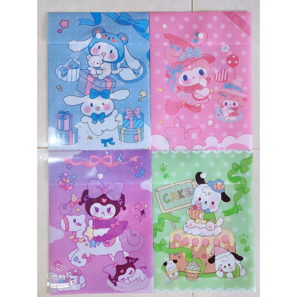 Bìa Nút Đứng Gấu Dâu Khổ A4, Bìa Nút Đứng Hoạt Hình Dễ Thương, Bìa Nút Đứng Đôrêmon, Bìa Đựng Hồ Sơ Sanrio