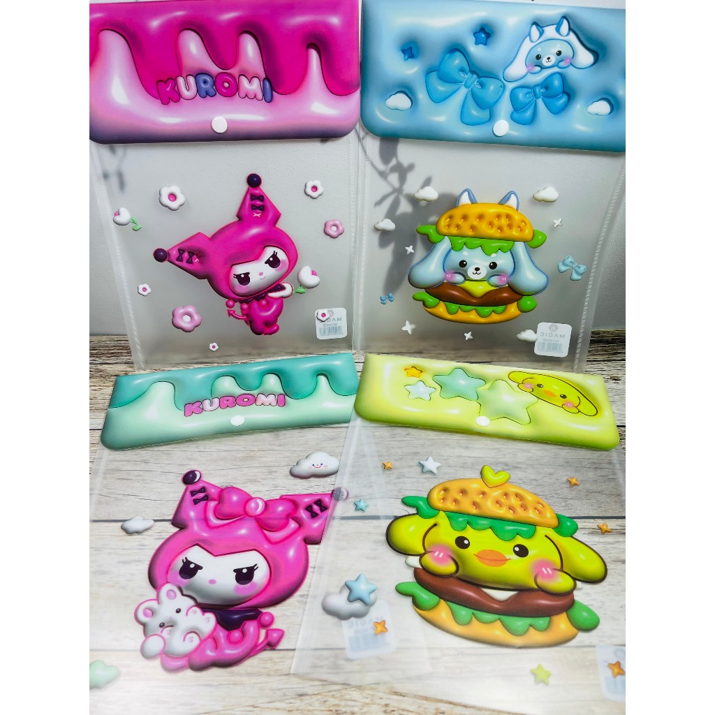 Bìa Nút Đứng Gấu Dâu Khổ A4, Bìa Nút Đứng Hoạt Hình Dễ Thương, Bìa Nút Đứng Đôrêmon, Bìa Đựng Hồ Sơ Sanrio